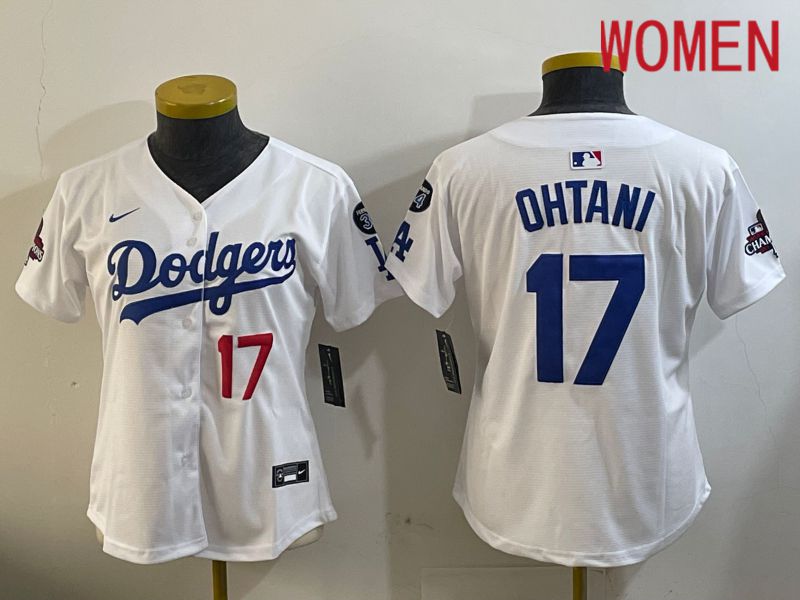 Women Los Angeles Dodgers #17 Ohtani White Game 2024 Nike MLB Jersey style 12096